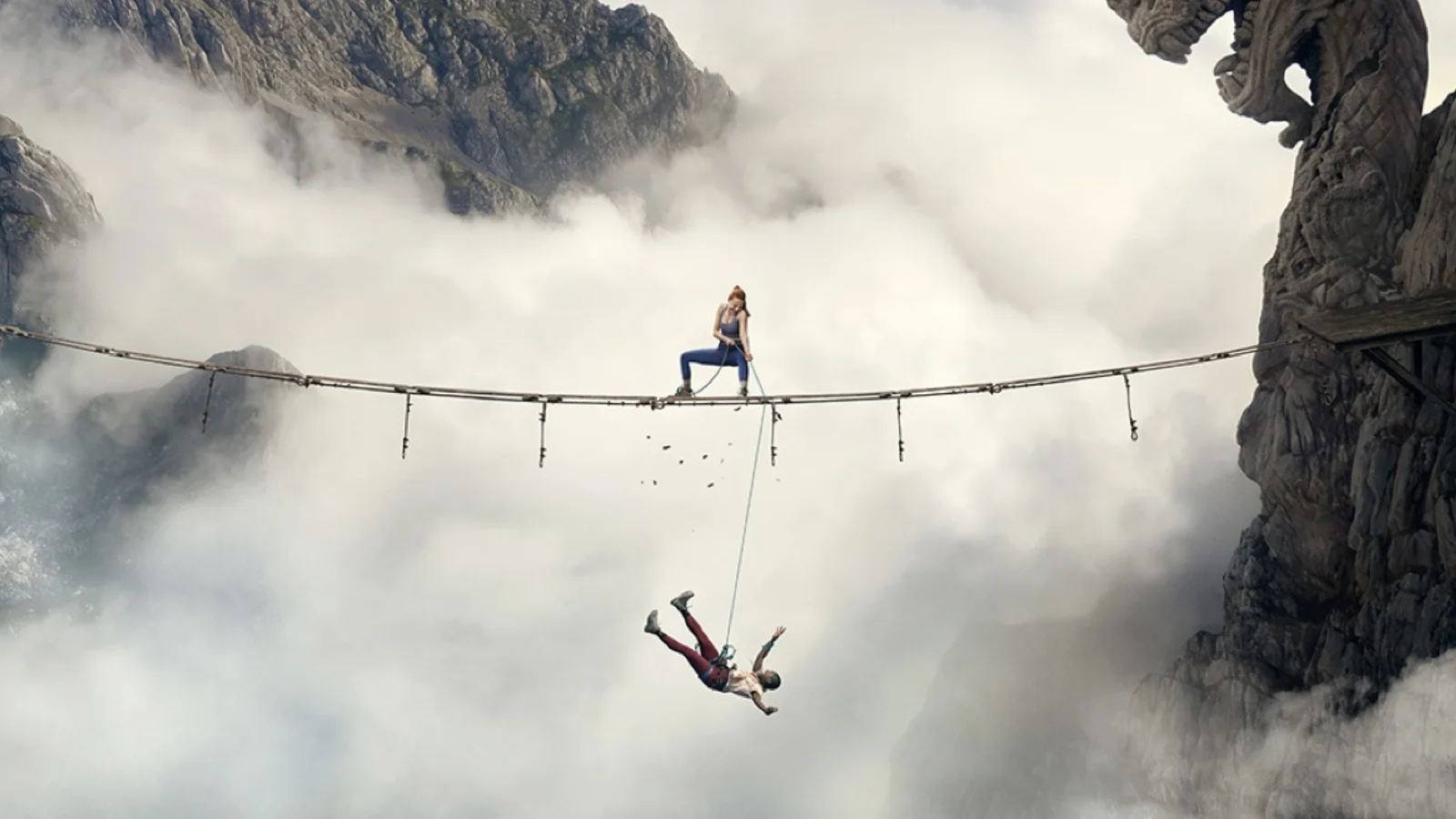 „Fall 2: Deadpoint“: Zweiter Trailer schickt zwei Kletterinnen auf einen Steg über dem Abgrund