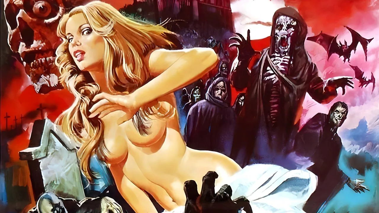 Eine Jungfrau in den Krallen von Zombies